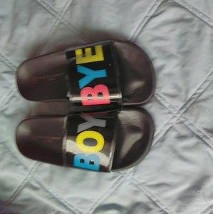 Slides, Boy Bye , Vegan Leather, Black